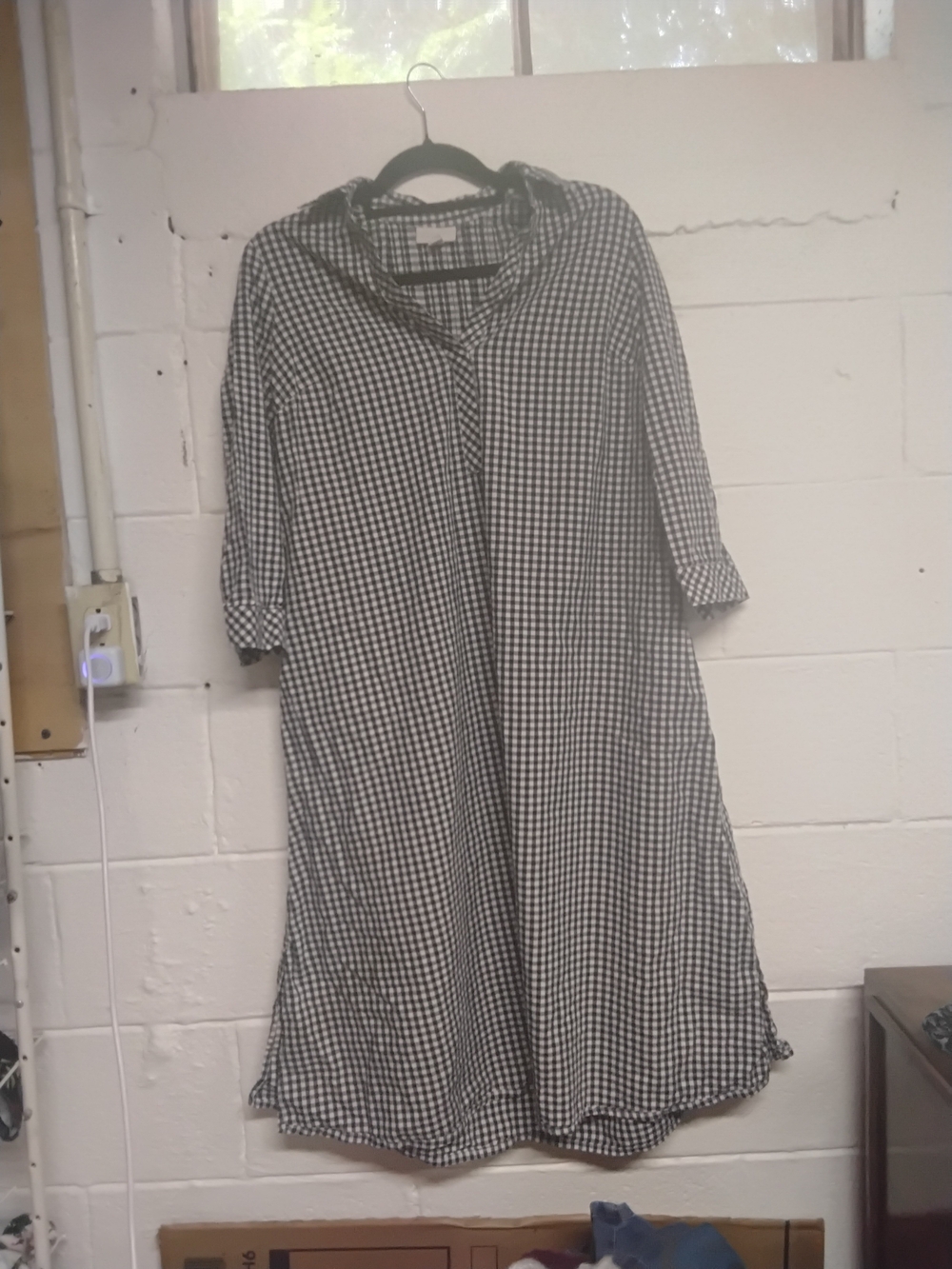 J.jill Gingham V-Neck Maxi Shirt Dress - Blue/White - Picture 3 of 7